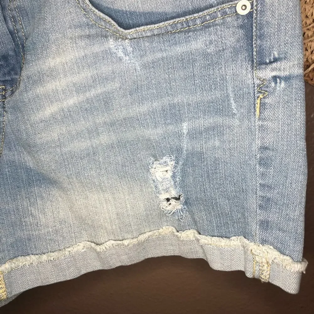 Mossimo Distressed Frayed Hem Cuffed Jean Shorts